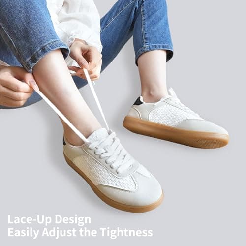 JENN ARDOR Grey Low Top Sneakers for Women Lace-up Fashion Tennis Shoes Casual Slip On Sneaker Padded Non Slip Footwear for Work, Walking, Everyday Wear 10 - Thumbnail 2