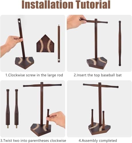 Zymvexor Wooden Sports Ring & Necklace Display Holder, Baseball Softball Championship Ring Organizer, Drip Necklace Storage Stand, Sports Gift for Athletes,Tool-free installation - Thumbnail 5