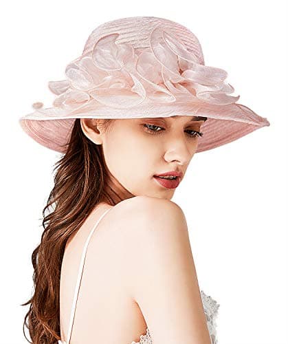 Bellady Women's Hat Church Fascinator Bridal Tea Party Wedding Hat Dress Cap, Pink - Image 1