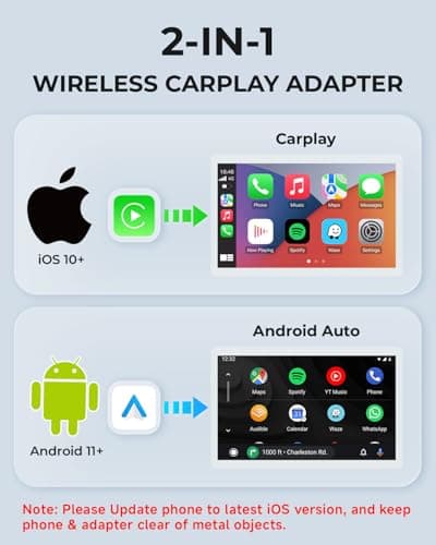 AuroraLink 2-in-1 Mini Wireless CarPlay Adapter for Apple iPhone, 2026 Upgraded Bluetooth Android Auto Dongle Convert Wired to Wireless, Plug & Play, USB & Type C for iOS 10+, Android 11+, 2016+ Cars - Thumbnail 2