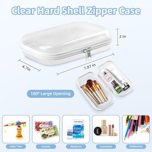 6PCS Clear Hard Shell Zippered Case,Professional-Plastic Clear Zipper Pencil Case,Small Double Zippered Toy Storage Organizer Bags for Craft,Toiletry Zipper Pouch,Travel Organizer,Cosmetic Bag - Thumbnail 2