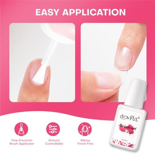 LOVFUL Extra Srong Brush on Nail Glue for Press Ons, Super Strength Nail Adhesive for Acrylic Press on Nails Tips - Salon Quality, Quick Drying, Long Lasting, Easy&Precise Application(7g/0.25oz) - Thumbnail 2