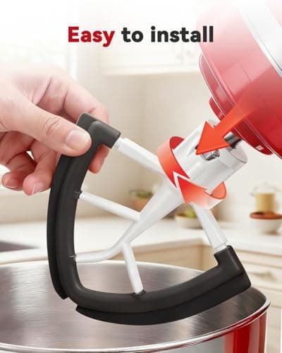 Flex Edge Beater Paddle for KitchenAid 4.5-5QT Tilt-Head Stand Mixer Silicone Bowl Scraper Replacement Part,Dishwasher Safe for Kitchen Aid Accessories And Attachments Mixers Accessory,Black - Thumbnail 5