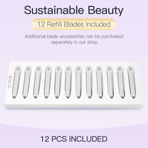 Dermaplane-razor for Women Face,Sonic Dermaplane,Sonic Dermaplaning Tool,Face Shaver Facial Hair Removal & Peach Fuzz Romover + 12 Blades (White With Gold Accent) - Thumbnail 6