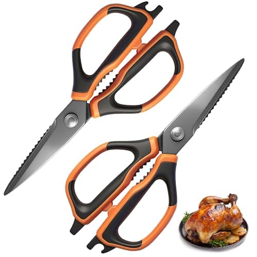 ANSHEE 2 Pack All Purpose Kitchen Scissors, Sharp Stainless Steel Food Shears, Built-in Bottle Opener, Comfort Grip Handle, Dishwasher Safe, Ideal Kitchen Gifts for Home Cooks - Image 1