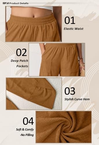 Womens Casual Sweatpants Wide Leg Palazzo Harem Bottoms Comfy Boho Baggy Pants for Women 2025 Fall Pumpkin Medium - Thumbnail 5