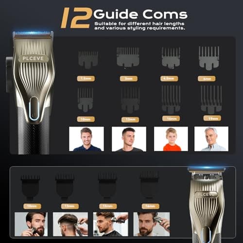 piceve Hair Clipper for Men, Professional Electric Hair Cutting & Trimmers Set with 7500RPM Powerful Motor & LCD Display, Mens Cordless Hair Grooming Kit Barbers Haircut, Gift for Birthday Christmas - Thumbnail 5