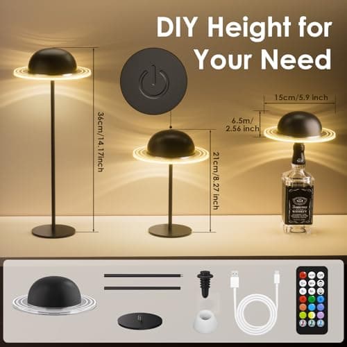 KIBTOY Cordless Table Lamps, Rechargeable Battery Operated Lamps, Touch & Remote Control, 3 CCT & RGB Colors Dimmable,Portable Small Lamp for Bedsides,Kids,Dining Room,Living Room 2Pack - Thumbnail 5