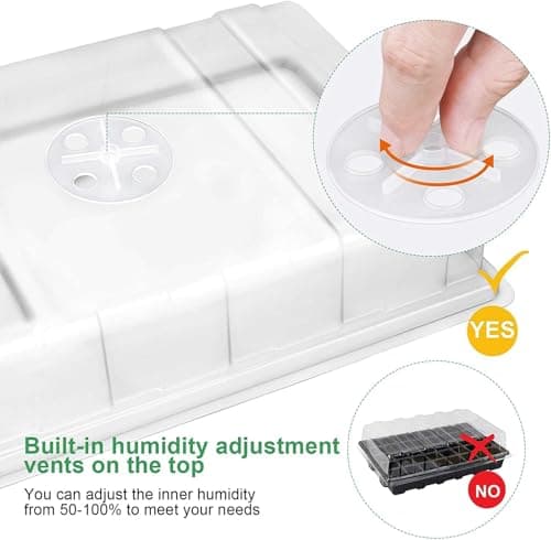 MIXC Seedling Trays Seed Starter Tray, 5-Pack Mini Propagator Plant Grow Kit Greenhouse with Humidity Vented Domes and Base for Seeds' Starting (40 Cells Per Tray, Total 200 Cells), Black - Thumbnail 5