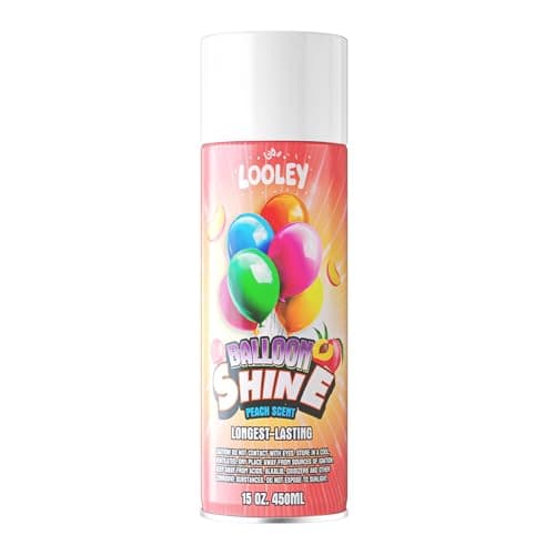 LOOLEY Peach Scented Balloon Shine Spray, 15 fl.oz 168+ Hrs Ultra Lasting High Shine Balloon Spray, Waterproof and Instant Gloss Formula, No-Wipe Design, Perfect for Party and Event Decorations - Image 1