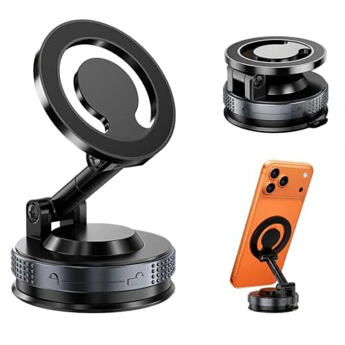 MinVix Vacuum Magnetic Phone Holder, Upgraded Suction Phone Mount, 360° Adjustable Car Phone Holder for MagSafe, Phone Holders for Your Car/Gym/Mirror, Compatible with iPhone & Android Smartphones - Image 1