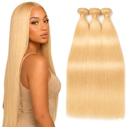12A Human Hair Bundles 613 Blonde 20 22 24 Inch 3 Straight Bundles Human Hair Unprocessed Brazilian Remy Virgin Hair Extensions Raw Quick Weave Sew In Glossy Hair Bundles