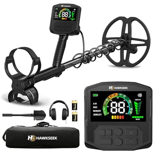 HawkSeek Metal Detector for Adults Professional - 2X Larger Backlit Color LCD, Higher Accuracy Gold Detector with 10" Double-D Waterproof Coil, New Advanced DSP Chip, 5 Modes for Beach&Gold Hunting - Image 1