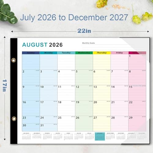 Dayvorax 2026-2027 Desk Calendar - 22" x 17", 18 Month Calendar Jan 2026 - Jun 2027, Large Monthly Desktop Calendar with Daily Blocks, Thick Paper, Corner Protectors - Colorful (3 Stickers Included) - Thumbnail 4