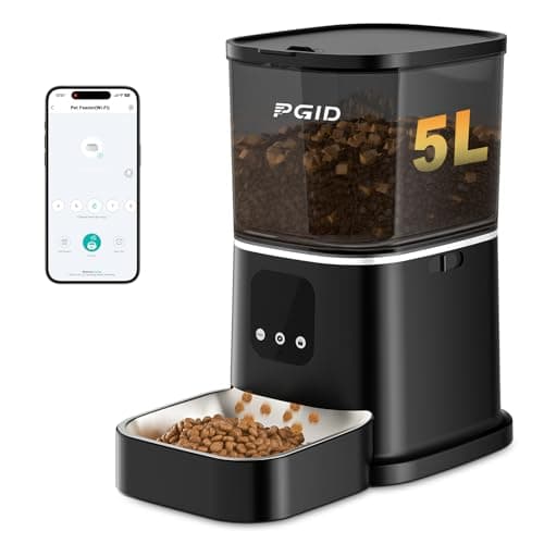PGID Automatic Cat Feeder,2.4G WiFi Automatic Dog Food Dispenser,Auto Dog Feeder with APP Control,5L Timed Auto Cats Food Dispenser w 2-Way Audio for Multiple Pet - Image 1