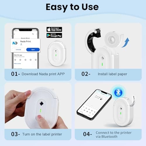 NDYIN Mini Label Maker Machine with Tape, N12 Portable Bluetooth Label Printer, Thermal Sticker Labeler for Small Business, School, Home, Office(White) - Thumbnail 5