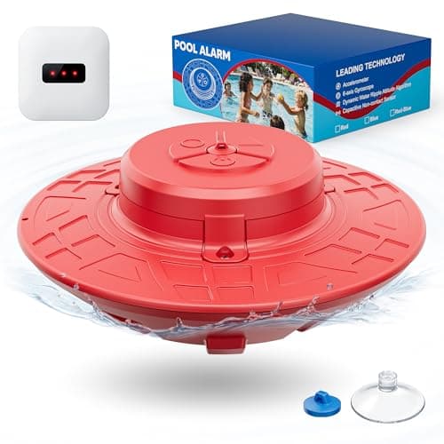 Pool Alarm for Inground & Above Ground Pools, Adjustable Sensitivity 85dB+ Loud Alerts, Weatherproof Floating Pool Safety Alarms for Kids and Pets (Red) - Image 1