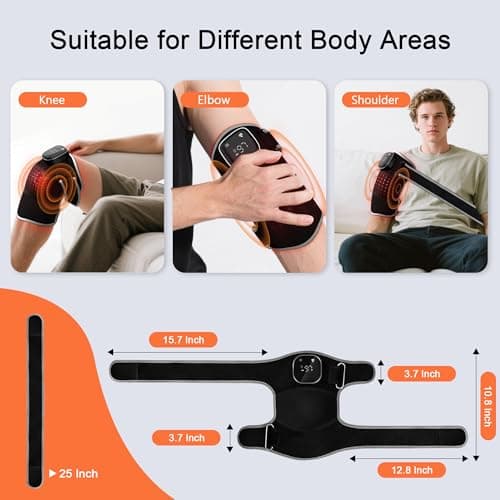 RAYOCON Red Light Therapy for Knee: Knee Massager with 6 Heat and 5 Vibration Cordless Rechargeable Electric Heated Knee Brace Gifts for Men Women - Thumbnail 6
