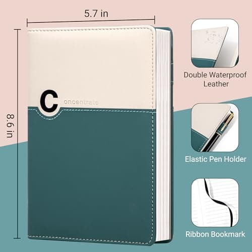 CAGIE Lined Journals for Writing Two-Toned Hardcover Journal Notebook for Women 256 Pages A5 Journal with 100GSM Thick Paper for Work Note Taking Diary, Refillable Design,8.6 x 5.7 Inch, Green - Thumbnail 2