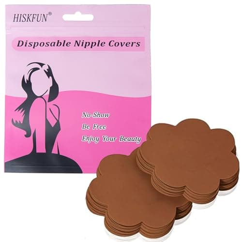 40 Pieces Nipple Covers For Women Disposable No-Show Pasties Satin Breast Petals Stickers(Caramel) - Image 1