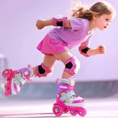 SULIFEEL Rainbow Unicorn 4 Size Adjustable Roller Skates for Girls Boys for Kids Ages 3-5 5-8 6-12 Children Skates Indoor Outdoor - Thumbnail 5