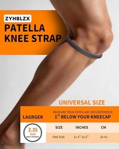 2PCS Patella Band for Knee Pain Relief, Silicone Patellar Tendon Support Strap Brace for Basketball, Running, Jumpers Knee, Tennis, Tendonitis, Soccer and Hiking, Women and Men, Includes Storage Bag (Grey) - Thumbnail 4