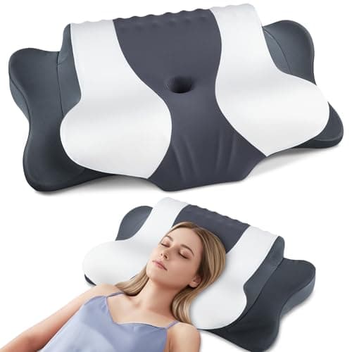DONAMA Cervical Neck Pillow for Pain Relief, Orthopedic Contour Neck Pillow with Memory Foam Ergonomic Pillows with Dual Heights for Back, Stomach and Side Sleepers (Dark Grey) - Image 1