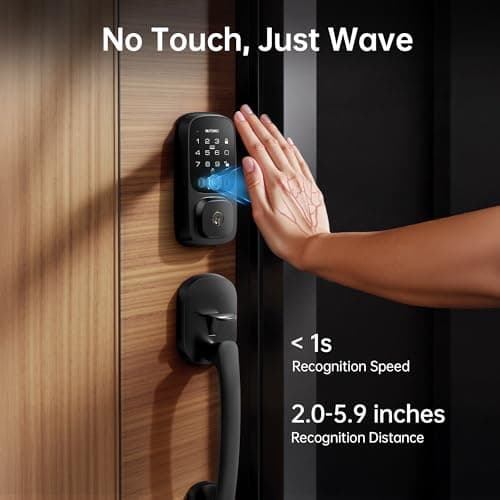 NUTOMO Palm Vein Smart Lock: Keyless Entry Door Palm Lock Built-in WiFi Keypad Electronic Digital Deadbolt with APP Remote Control for Home Support Alexa/Rechargeable Battery/BHMA Grade 3/SP300/Black - Thumbnail 2