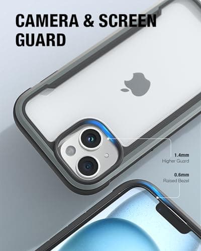 RAPTIC Shield for iPhone 15 Case, Shockproof Protective Clear Case, Military Grade 10ft Drop Tested, Durable Aluminum Frame, Anti-Yellowing Technology Case, 6.1 inch, Black - Thumbnail 4