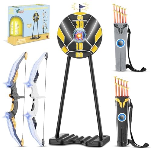 2 Pack Bow and Arrow for Kids, LED Light Up Archery Set with 20 Suction Cup Arrows&2 Quivers Indoor Outdoor Games for Kids Ages 4-8 8-12 Birthday Gifts Toys for 5 6 7 8 9 10 11 12 Year Old Boys Girls - Image 1
