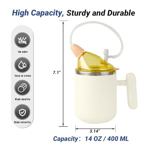 4 in 1 Adult Sippy Cup with Straw Spill-Proof & 2 Lids, Anti-Choke Stainless Steel Straw Sippy Cup for the Elderly & Disabled Patients, Great for Water, Coffee & Soup, Health & Household Essentials - Thumbnail 2
