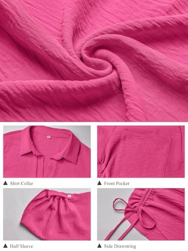 GKBK Women Swimsuit Coverup Bathing Suit Cover Ups for Swimwear Swim 2026 Ladies Summer Going Out Outfits Fashion Clothes Pool Bikini Beachwear Drawstring Beach Dress Shirt Rose Red S - Thumbnail 5