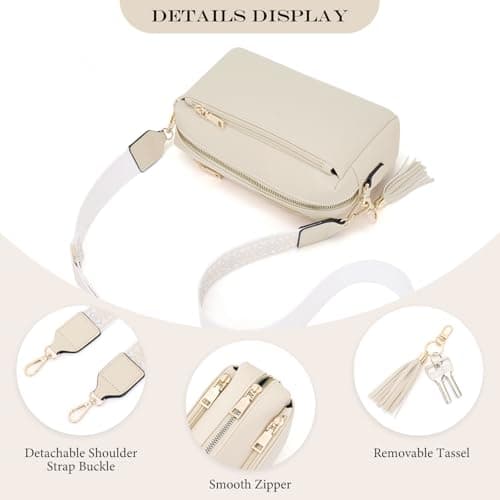Roulens Triple Zip Small Crossbody Bag for women,Wide Strap Cell Phone Purse Shoulder Handbag Wallet with Credit Card Slots - Thumbnail 5