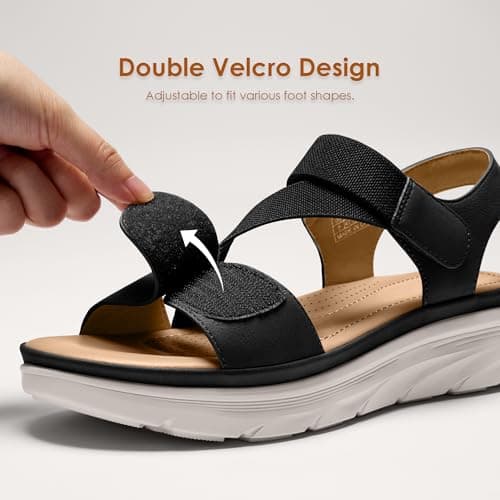 Vilanva Women's Comfortable Walking Sandals Black Size 8 - Thumbnail 4