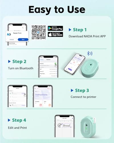 NADAIIN N12 Label Maker Machine with Tape, Portable Thermal Label Printer, Mini Labeler Wireless Bluetooth Label Makers for Home Office Kids Items - Thumbnail 2