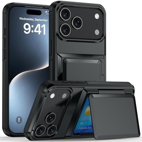 K KAMERIO Designed for iPhone 17 Pro Wallet Case with Card Holder [RFID Protection][3-4 Cards & Cash] Military Grade Drop Shockproof Protective Case for Apple 17 Pro, Slim Fit Pocket Friendly, Black