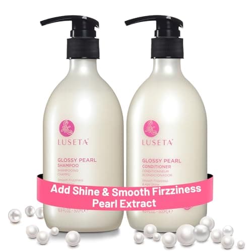 Luseta Glossy Pearl Shampoo and Conditioner Set Smooth & Moisturize, Fight Frizziness and Add Shine,Hydrating for Damaged Hair, Detangle,Nourish Strands,Paraben Free, Sulfate Free,16.9oz - Image 1