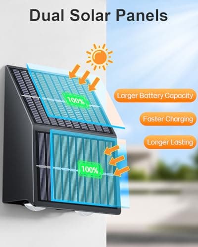 High Brightness Solar Fence Lights Outdoor, Larger Size Solar Lights with Dual Solar Panels, Waterproof Fence Lights Solar Powered for Stair, Step, Yard, Patio, Wall (8 Pack) - Thumbnail 3