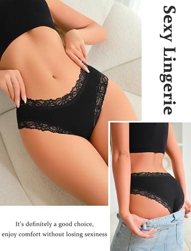 ALL OF SHE Womens Cotton Underwear Cheeky Bikini Panties Sexy Lace Briefs Soft Stretch Lingerie Sets ropa interior mujer - Thumbnail 6