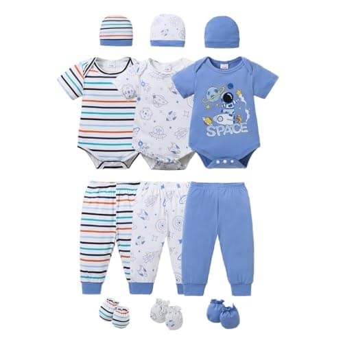 YWFSHOP Newborn Baby Boys Clothes Outfits Funny Pattern Romper Pants Set Infant Unisex Baby Clothing 12Pcs - Image 1