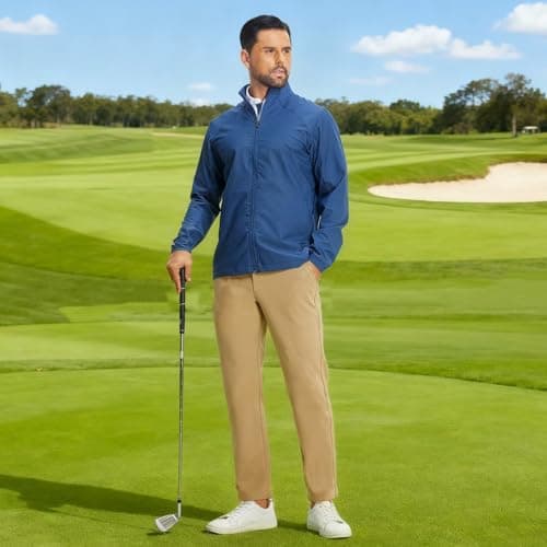M MAELREG Golf Pants Men Fleece Lined 30"/32"/34" Solid Dress Work Pants for Men Water-Resistant Stretch Warm Winter Trousers Khaki - Thumbnail 2