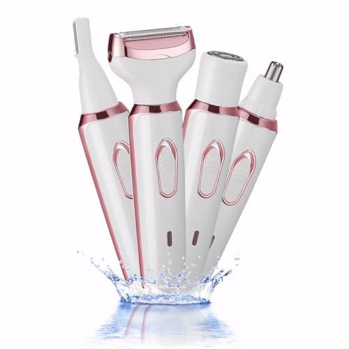 Vacto Electric Razors for Women, 4-in-1 Women’s Facial Hair Removal, Face Shaver Ebrow Trimmer Pubic Bikini Trimmer Portable Ladies Shaver Womens Razors for Shaving
