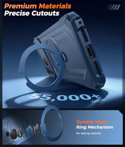 FNTCASE for iPhone 17 Pro-Max Case: [360 Spin Magnetic Ring Kickstand] [Compatible for MagSafe] [Screen Protector] Heavy Duty Military Grade Protective Phone Case with Stand Translucent Blue - Thumbnail 6