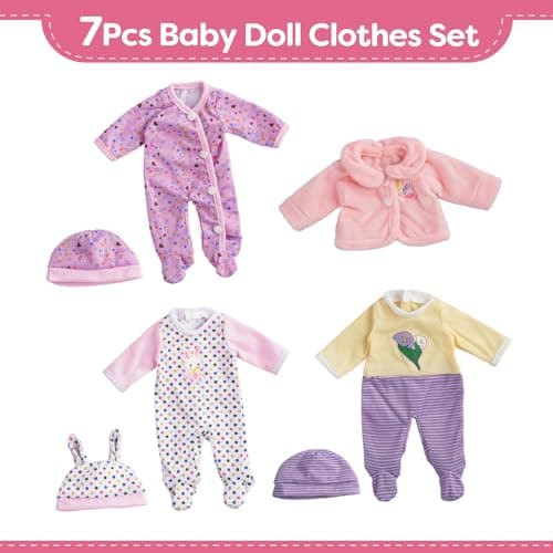 BABESIDE Alive Baby Doll Clothes for 8-12 Inch Dolls, 3 Set Doll Clothes Outfits, Baby Doll Accessories Romper Suit, Coat and Hat for Baby Dolls,Easter Pretend Play Accessories for Kids 3+ - Thumbnail 2