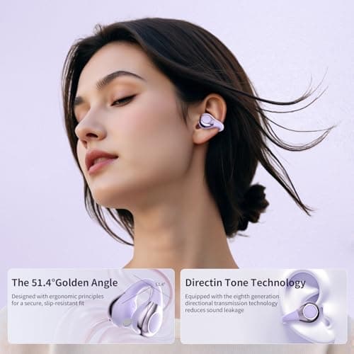 TANALAZ Open Ear Earbuds I5, Bluetooth 6.0 Headphones for Gym & Running, IPX5 Sweatproof, 36H Playtime, Secure Clip-On Fit for Work & Sports - Thumbnail 5