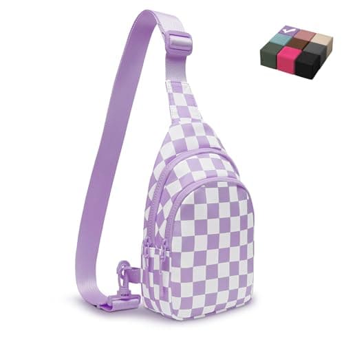 Checkered Women's Sling Bag - Stylish Small Backpack Crossbody Chest Bag & Fanny Pack Purse