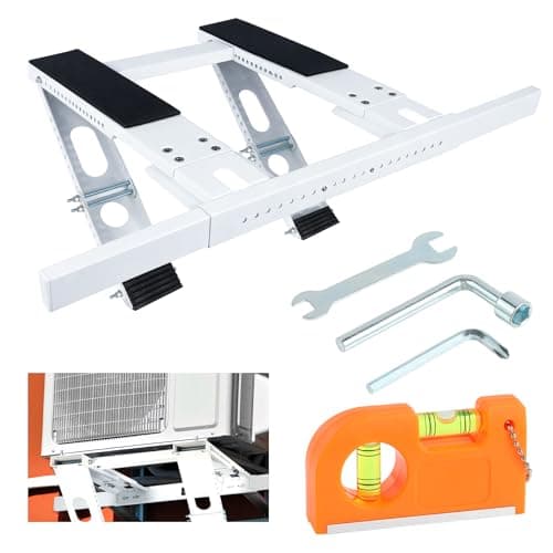 No-Drill Window AC Bracket, Heavy Duty Adjustable Air Conditioner Support for Single & Double Hung Windows, Fits 5,000–24,000 BTU Units, Holds 220lbs, Easy Tool-Free Installation, Renter Friendly
