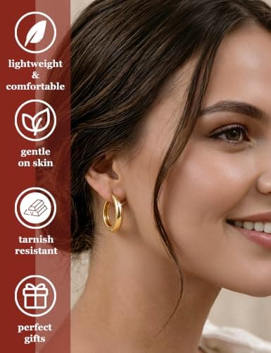 8 Pairs Gold Hoop Earrings Set for Women, 14K Gold Plated CZ Cartilage Earring for Multiple Piercing, Lightweight Hypoallergenic Small Hoop Stackable Jewelry Gift - Thumbnail 6