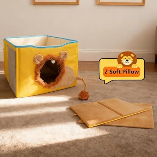 CWV Interactive Cat Toys for Indoor Cats, Kitten Toys with Scratch Pad， Cat Hideaway with Peekaboo Holes, Lion Cat House Cave with Soft Pillow - Thumbnail 6