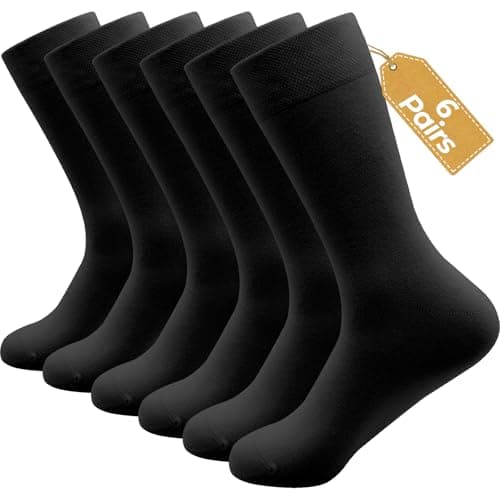 NKMOOS Cotton Black Socks Women 6 Pairs Womens Crew Socks Size 7-9 Thin Black Socks Women Thin Dress Socks Women Black Crew Socks for Everyday Work Casual Non Binding Cuff Seamless Toe